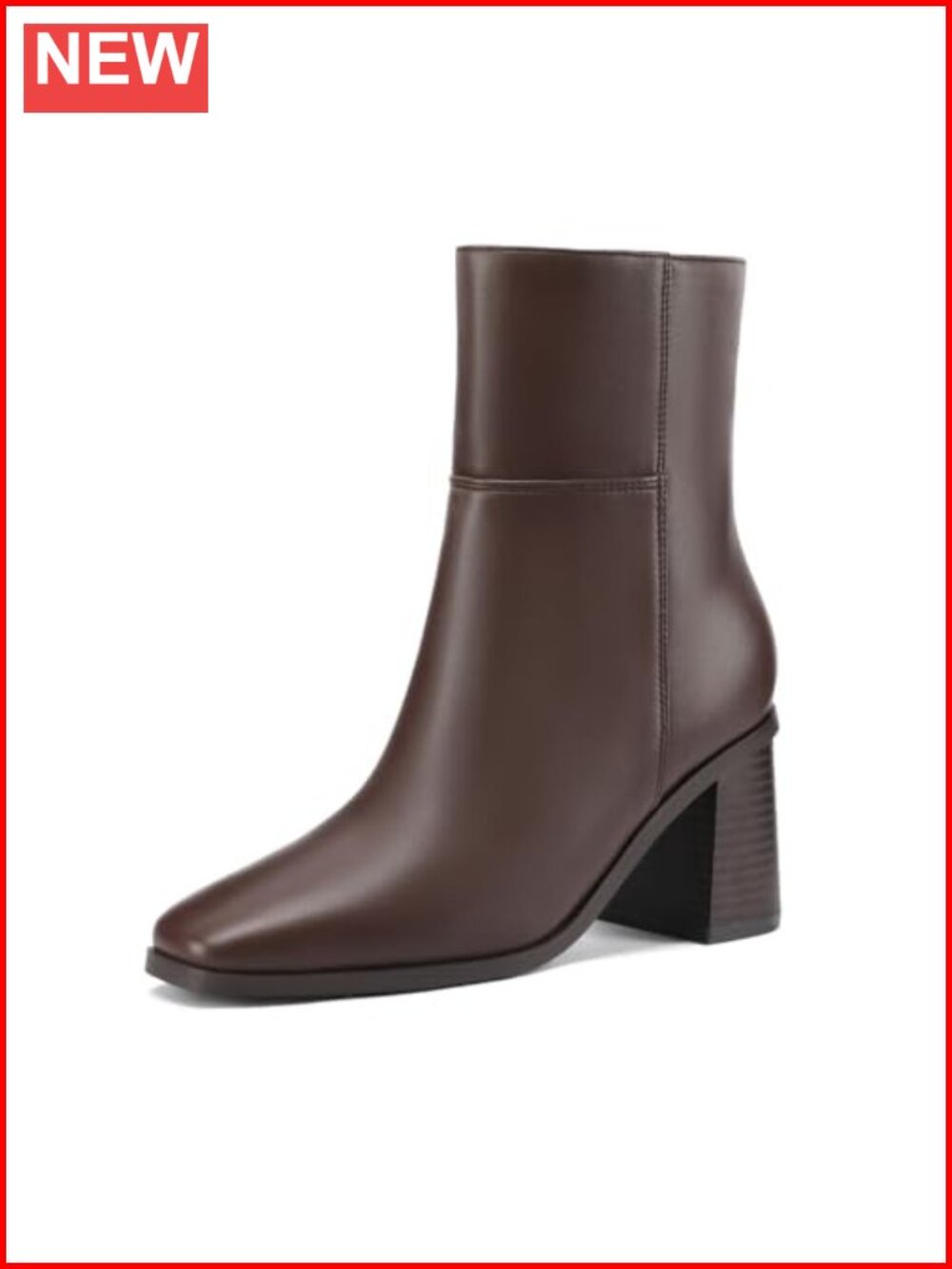 Faux Leather Square Toe Ankle Booties Block Heel Dress Boots